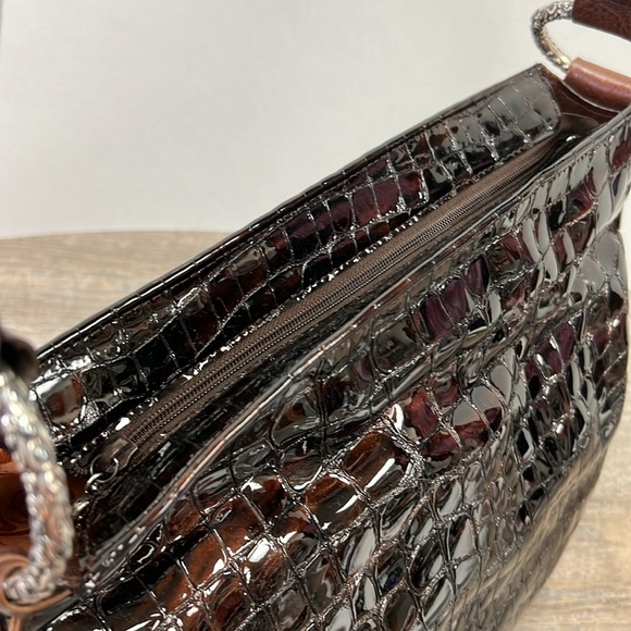 Brighton CHER Croc Patent Leather Shoulder Bag with Duster/Storage Bag D446849 - Picture 8 of 11